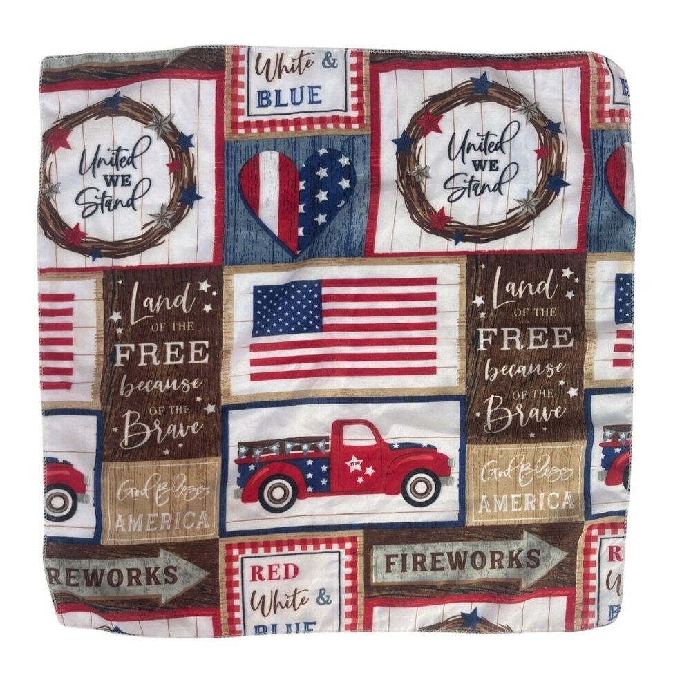 Patriotic Square Scarf Flag Red White‎ Blue 20 x 20.5 Land of the Free
